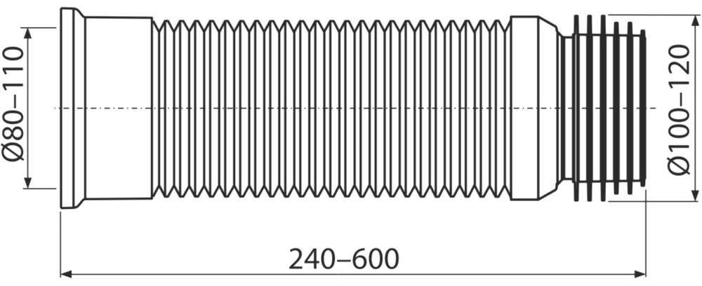 Слив унитаза раздвижной 240-600мм ALCAPLAST A97