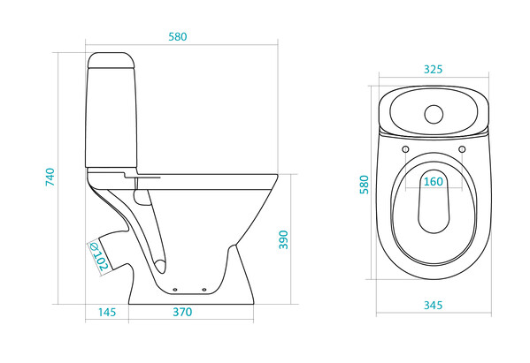 Унитаз-компакт "Римини" (ЭКОНОМ, косой вып., с 1-кн.арм., нижн. подв., сиденье полипроп 63.02..80) 1WH111758