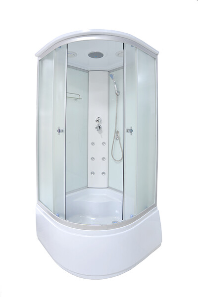 Душ. кабина СТК (рег.№468190) AQUA-0103 90*90*215 выс.под. зад.ст. стекл.белые БЕЗг/м БЕЗ радио ст. мат.пр.хр.4к