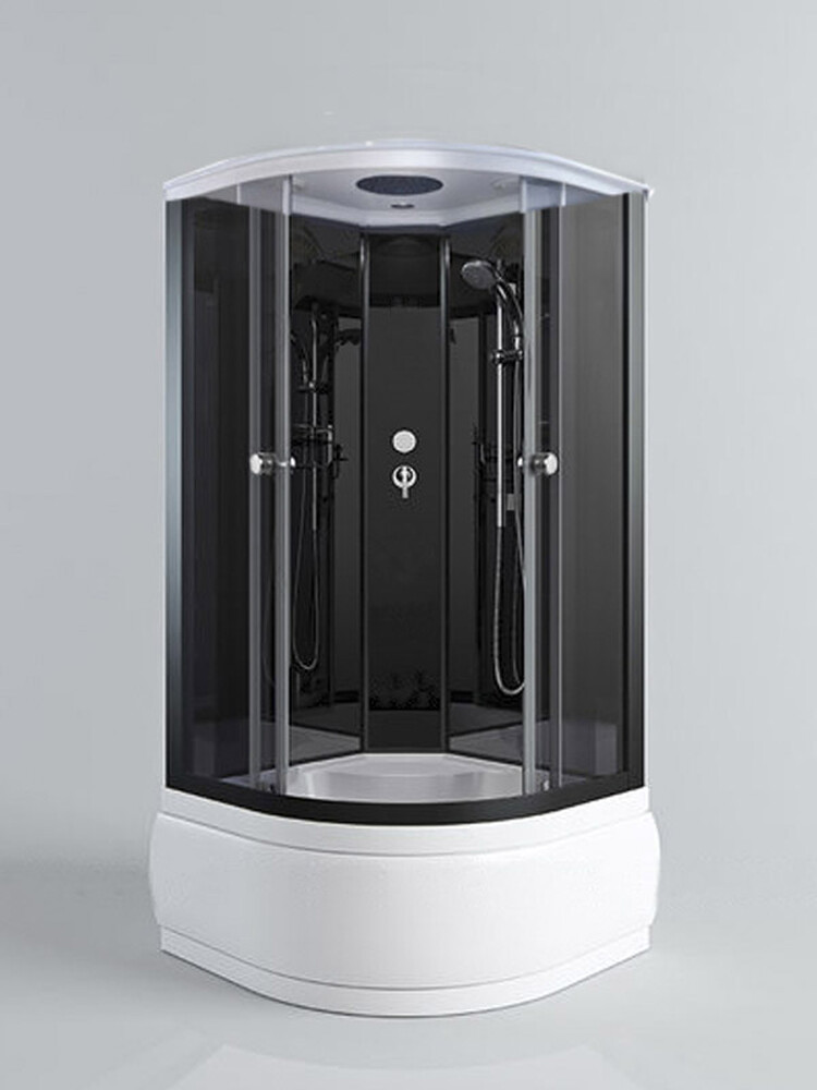 Душ. кабина СТК (рег.№468190) AQUA-0104 90*90*215, выс.под.,зад.ст. чер.без г/м ,стек тон.,пр.чер.4к