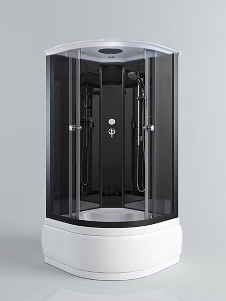 Душ. кабина СТК (рег.№468190) AQUA-0104 90*90*215, выс.под.,зад.ст. чер.без г/м ,стек тон.,пр.чер.4к