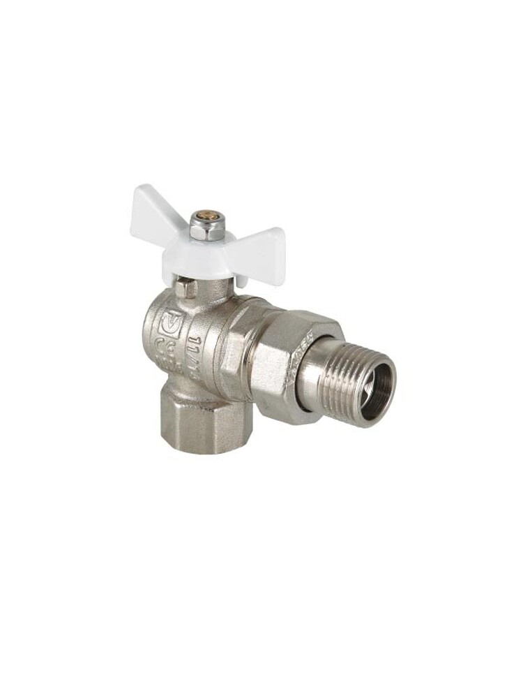 Кран вода VALTEC 1/2" г/ш баб американка углов. (бел. руч.) (VT.228.NW.04)