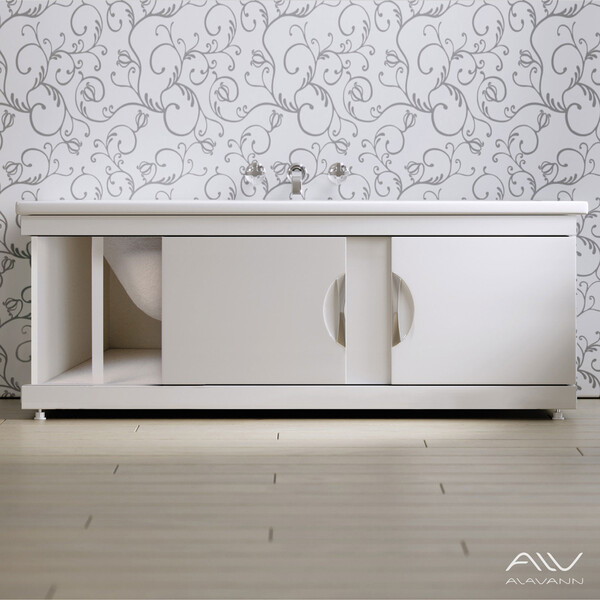 Экран под ванну 1,5 м купе МДФ МОНАКО Still Белый (каркас из алюминия) Alavann