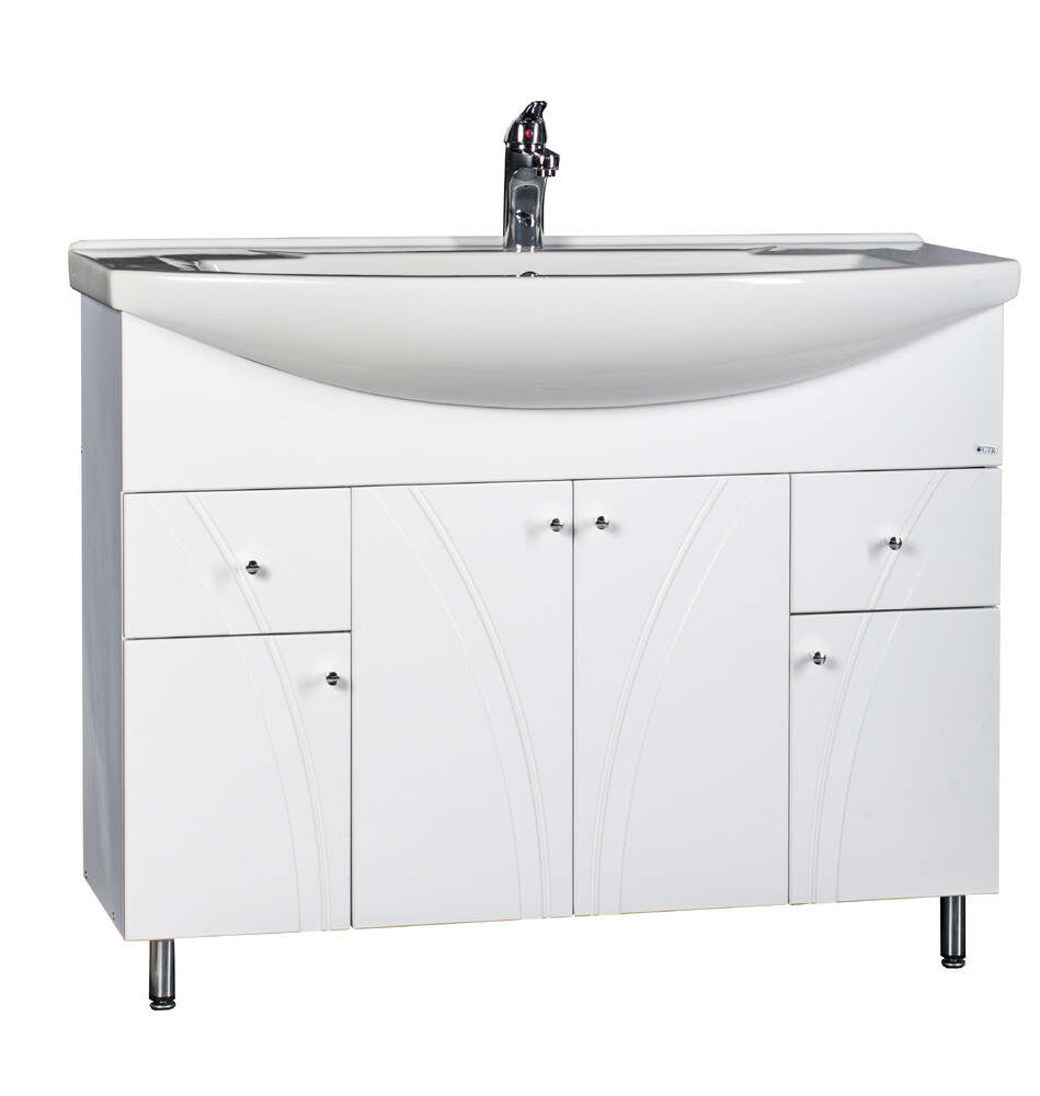 Подстолье SANTREK HOME "Сонет-105" (Белый) 2 ящика 4 двери под умывальник "Элеганс-105" 1024х800х341