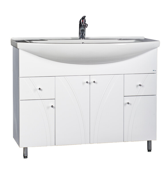 Подстолье SANTREK HOME "Сонет-105" (Белый) 2 ящика 4 двери под умывальник "Элеганс-105" 1024х800х341