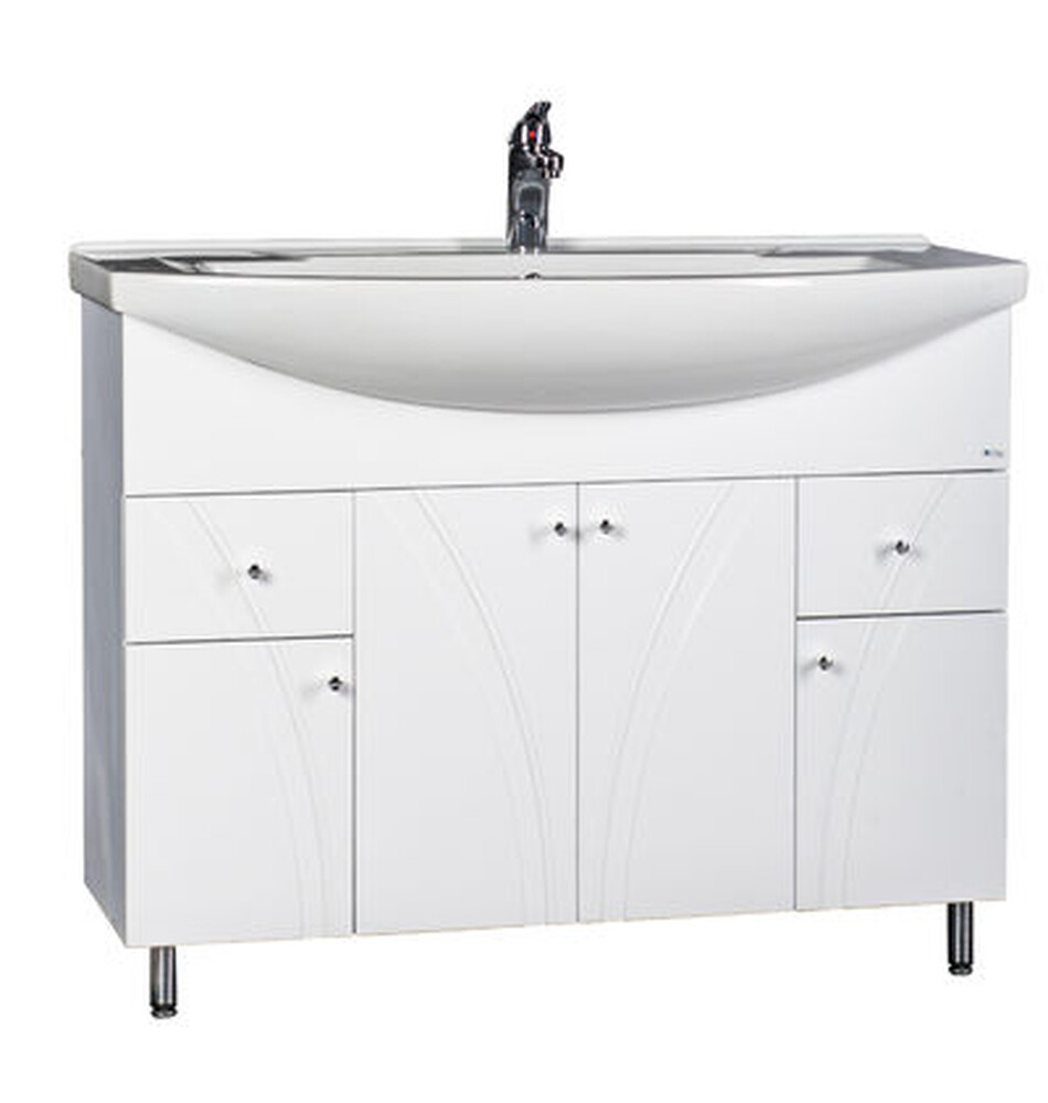 Подстолье SANTREK HOME "Сонет-105" (Белый) 2 ящика 4 двери под умывальник "Стиль-105" 1024х800х346