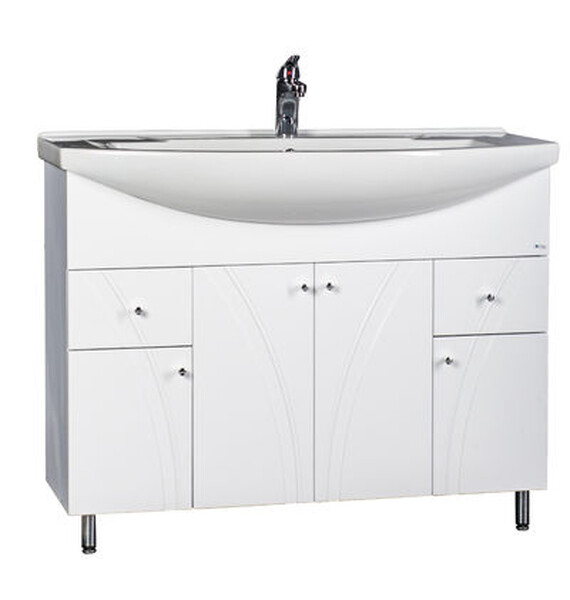 Подстолье SANTREK HOME "Сонет-105" (Белый) 2 ящика 4 двери под умывальник "Стиль-105" 1024х800х346