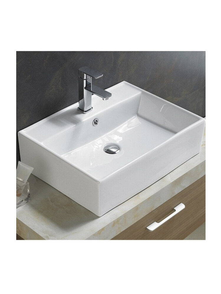 800-7295 Фигурный умывальник накладной прямоугольный ( !!! УЗКИЙ БОРТ !!! ) 590х450х150 MELANA