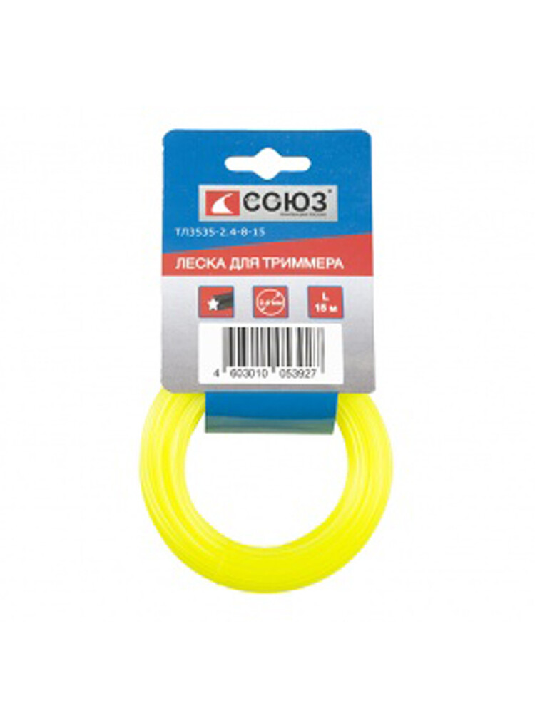ТЛ3535-2.4-8-15 Леска для триммера, ф 2,4 мм, 15 м, ЗВЕЗДА