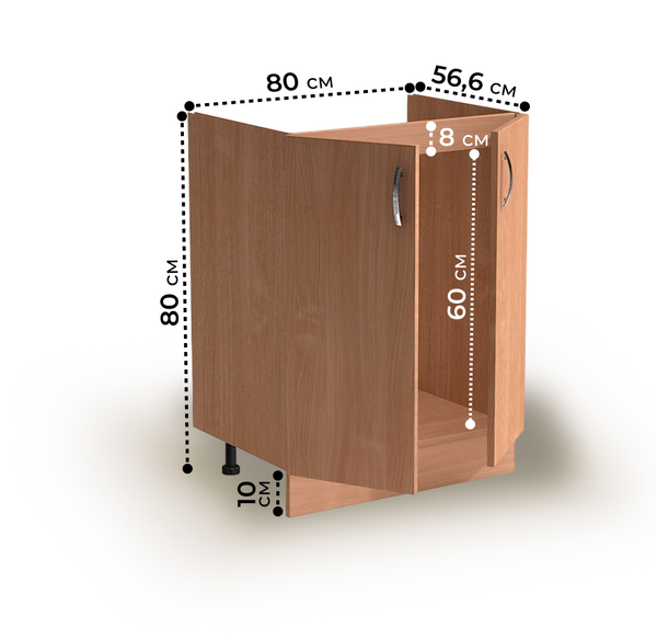 Тумба 80*60 цвет Бук (2 дверцы) SANTREK HOME (ЛДСП)