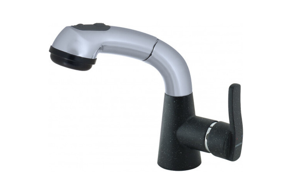 Смеситель Кухня EWIGSTEIN d=40 Боковой с выдв.лейкой (черный) (37735188)
