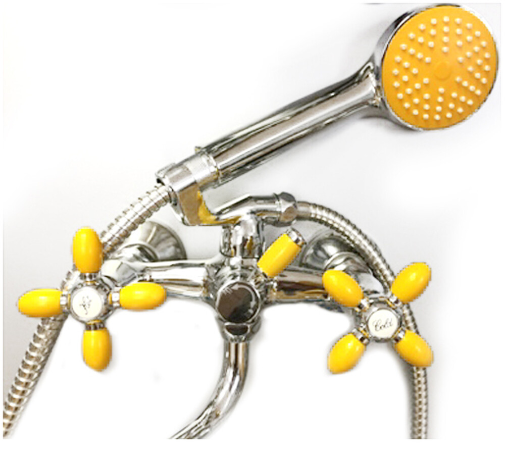 Смеситель Ванна Lemen 1/2 м/к КРЕСТ, жёлтый (LD 2734Y)