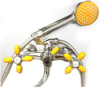 Смеситель Ванна Lemen 1/2 м/к КРЕСТ, жёлтый (LD 2734Y)