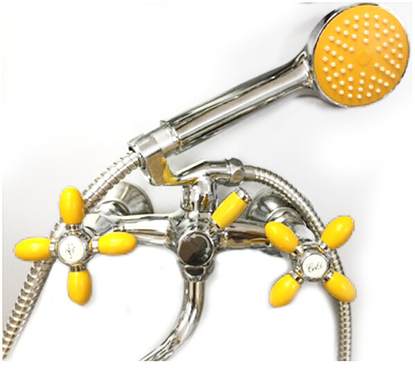 Смеситель Ванна Lemen 1/2 м/к КРЕСТ, жёлтый (LD 2734Y)