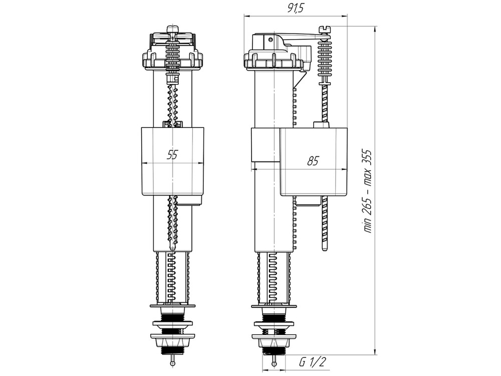 WC5520 Заливной механизм АНИ Пласт ниж. подводка 1/2 латунь