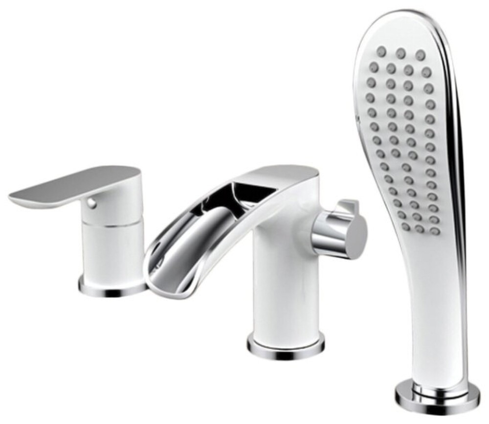 G1148-8 Смеситель Ванна GAPPO шар.d-35 врезной 3 отверстия, хром/белый