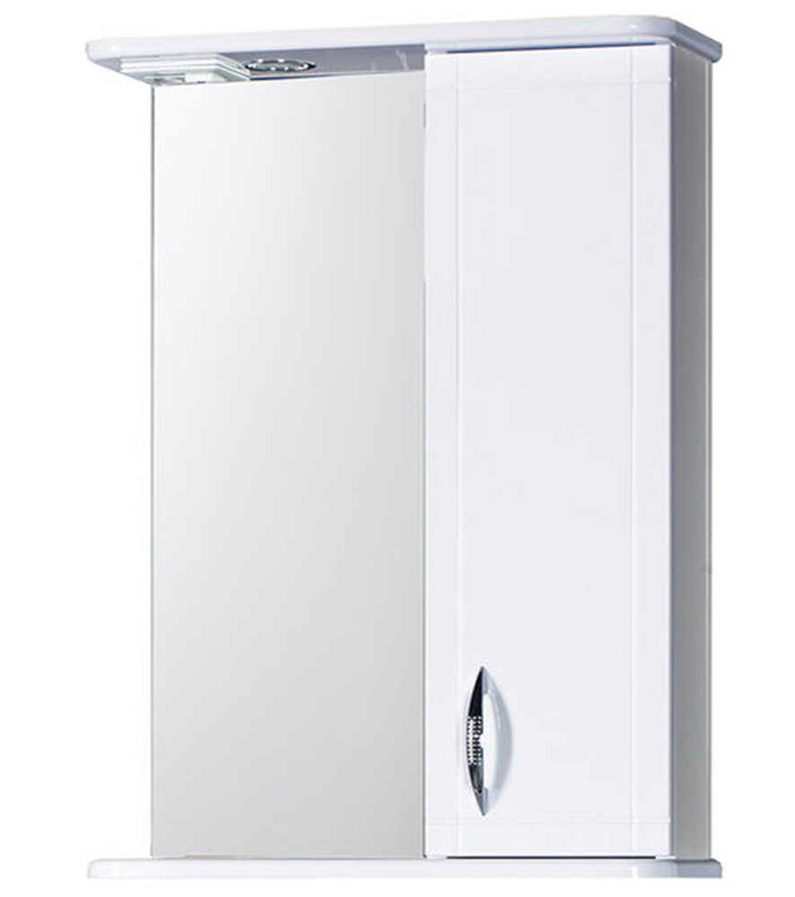 Зеркало-шкаф SANTREK HOME "Мальта-55" (Белый) с подсветкой Правый 550х722х190