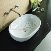 800-5006 Фигурный умывальник овальный накладной 590Х405Х145 MELANA