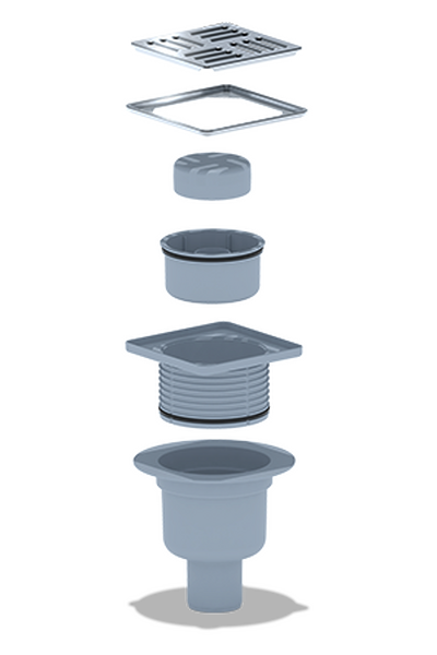 TA5714М Трап 50 верт с решеткой из нерж стали 15*15, рег