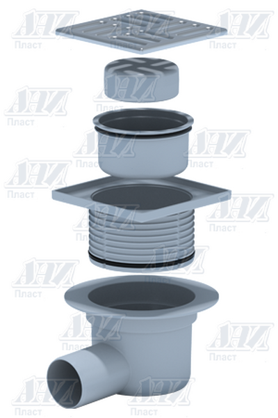 TQ5614М Трап 50 горизонт с решеткой нерж сталь сухой, рег