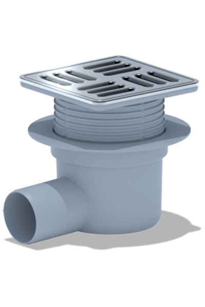 TQ5714М Трап 50 верт с решеткой нерж сталь сухой, рег