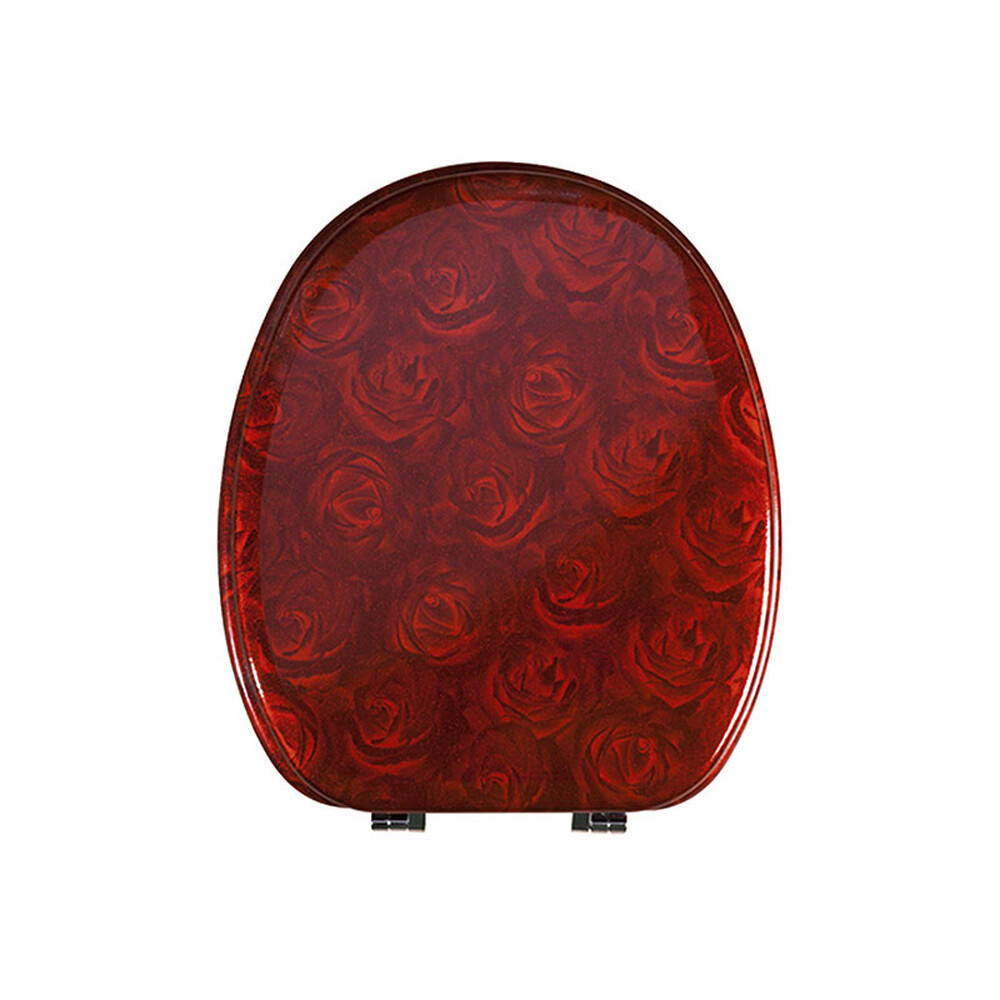 Сиденье д/унитаза МДФ/ МИКРОЛИФТ ОРИО КД-09м "Красная роза" (377х432мм ,  межосевое 90-175мм)