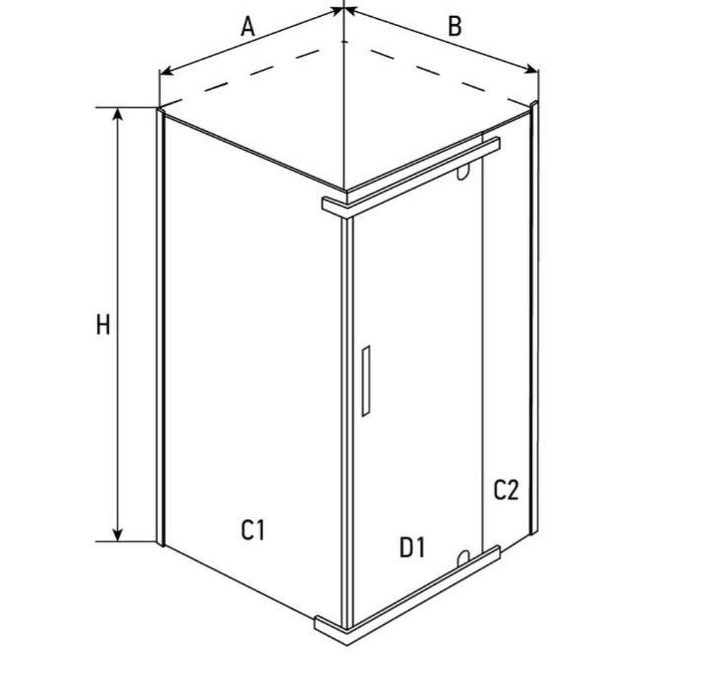Душевое ограждение ERLIT ER10109H-C1 (90*90*200) стекло прозрачное 6 мм. 3к.