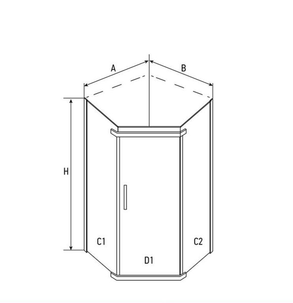 Душевое ограждение ERLIT ER10109V-C1 (90*90*200) стекло прозрачное 6 мм. 3к.
