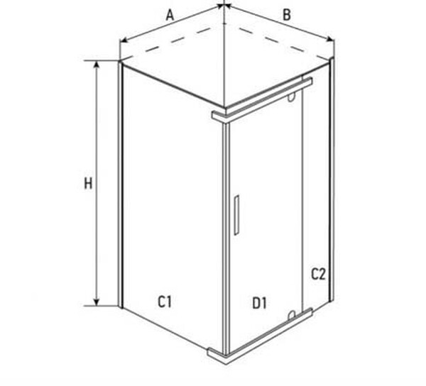 Душевое ограждение ERLIT ER10110H-C1 (100*100*200) стекло прозрачное 6 мм. 3к.