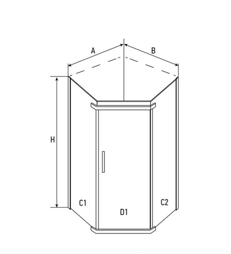 Душевое ограждение ERLIT ER10110V-C1 (100*100*200) стекло прозрачное 6 мм. 3к.