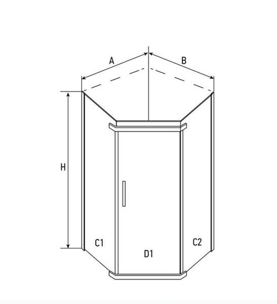 Душевое ограждение ERLIT ER10110V-C1 (100*100*200) стекло прозрачное 6 мм. 3к.