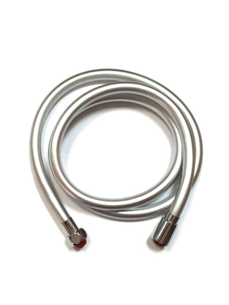 Шланг душевой имп/имп 1,5 м  SANTREK AQUA SB-01-150 PVC/ПВХ оплётка, латунные гайки, вращение 360гр, серебро