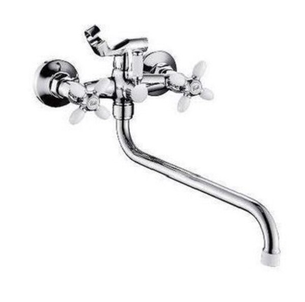 Смеситель Ванна Lemen 1/2 м/к КРЕСТ, белый (LD 2734W)