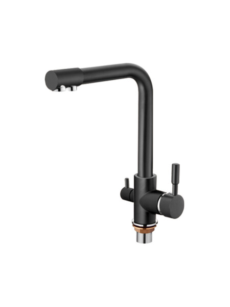 4055В-3 Смеситель Кухня LEDEME шар d-35 с вых для питьевой воды (ЧЕРНЫЙ матовый)