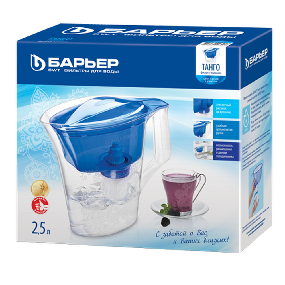 Фильтр-кувшин "Барьер-Танго" (синий с узором) (2,5л/1,1л) В291Р00