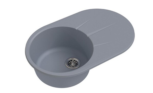 Мойка EWIGSTEIN Rund 50 F (серый металлик) 1 чаша+крыло 750*480мм