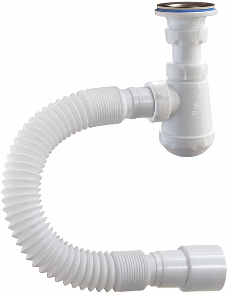 М-32020 Сифон бутылочный ОРИО 1 1/4" х 32 "ЧИК - ум. бут" , с гиб трубой 32х40/50 дл.650