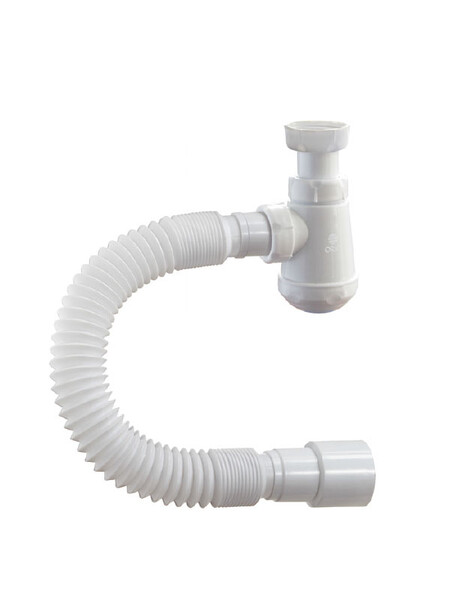 М-32002 Сифон бутылочный ОРИО 1 1/4" х 32 "ЧИК - уменьш. бут." без вып, с гиб. труб. 32х40/50 дл 370