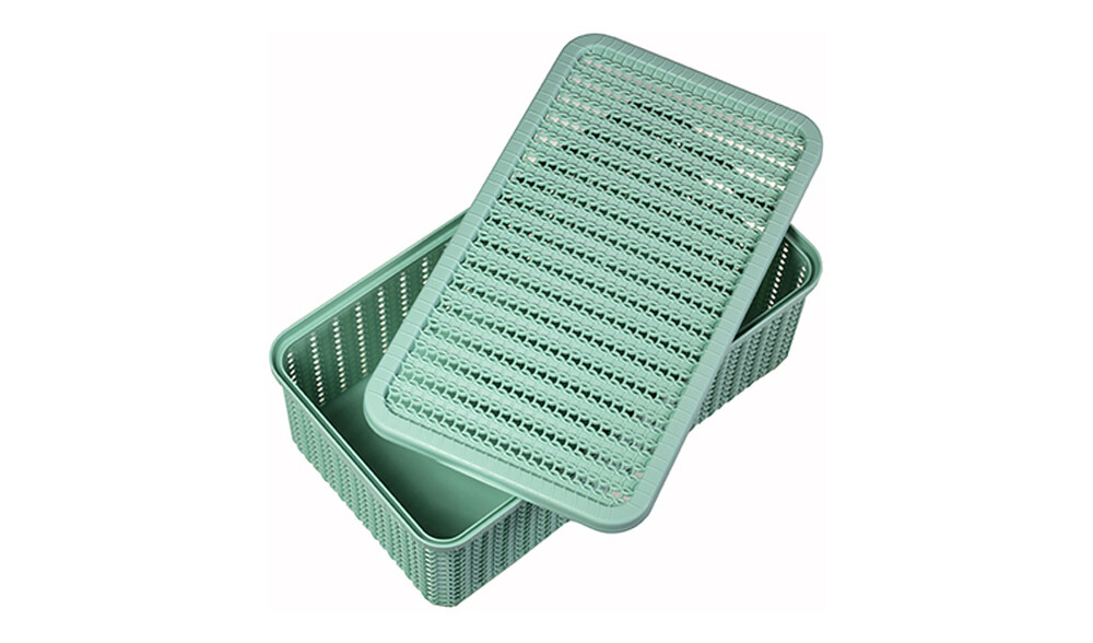 Коробка ВЯЗАНИЕ 3л с крышкой Фисташковый 95x150x270мм ("М-пластика")(М 2369)