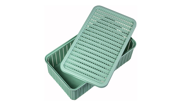 Коробка ВЯЗАНИЕ 3л с крышкой Фисташковый 95x150x270мм ("М-пластика")(М 2369)