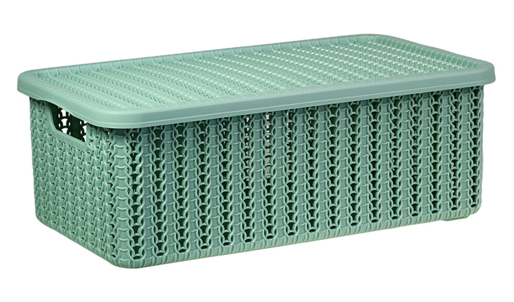 Коробка ВЯЗАНИЕ 3л с крышкой Фисташковый 95x150x270мм ("М-пластика")(М 2369)