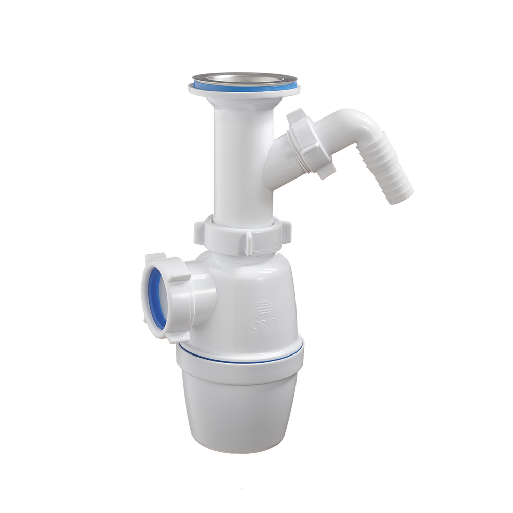 А-4205 Сифон бутылочный ОРИО 1 1/2" - 40, литой выпуск, с одним отводом