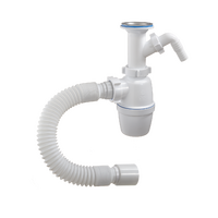 А-420521 Сифон бутылочный ОРИО 1 1/2" - 40, литой выпуск, с одним отводом и гибкой трубой 40х50