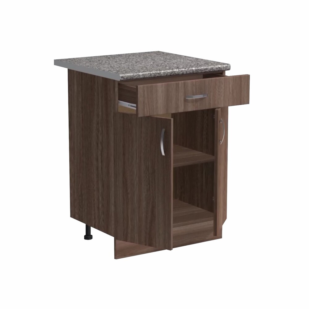 Рабочий стол 60 цвет Дуб темный (1 ящик) столешница Гранит SANTREK HOME (ЛДСП)