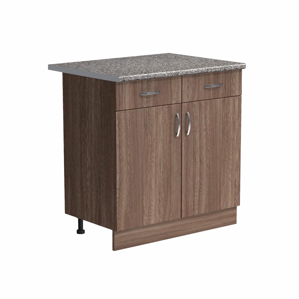 Рабочий стол 80 цвет Дуб темный (2 ящика) столешница Гранит SANTREK HOME (ЛДСП)