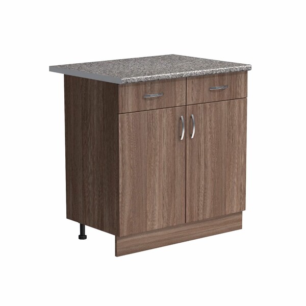 Рабочий стол 80 цвет Дуб темный (2 ящика) столешница Гранит SANTREK HOME (ЛДСП)