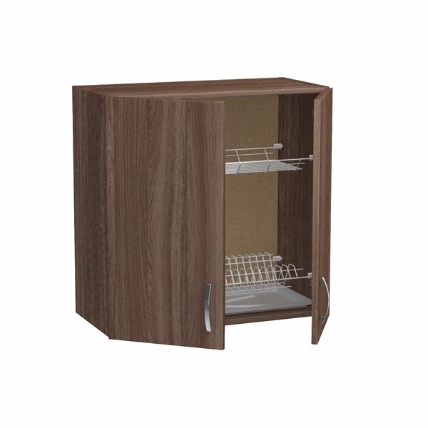 Шкаф для посуды 80 цвет Дуб темный (под сушку) SANTREK HOME (ЛДСП)