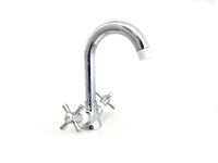 Смеситель Кухня Lemen 1/2 м/к, КРЕСТ, белый, на гайке (LD 91557W)