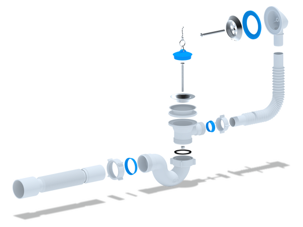 E155 Обвязка д/ванны АНИ Пласт 1 1/2"*40 с вып. и перел. с гофрой
