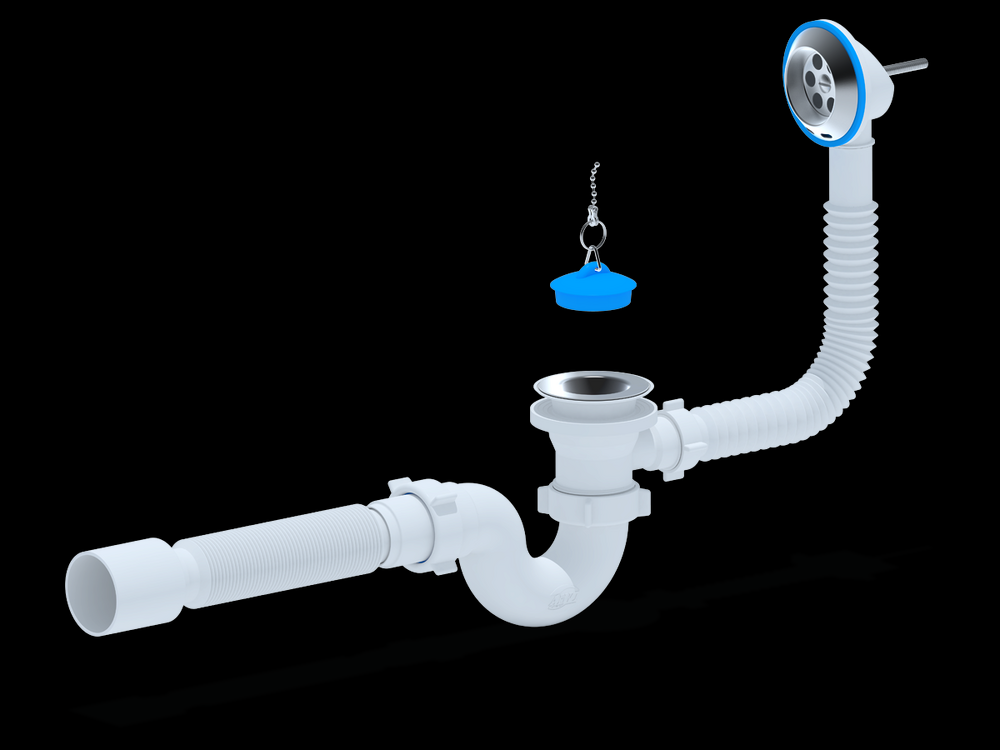 E155 Обвязка д/ванны АНИ Пласт 1 1/2"*40 с вып. и перел. с гофрой